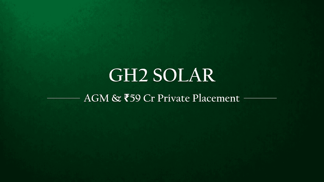 GH2 Solar Limited – 13th AGM and Fundraise via Private Placement